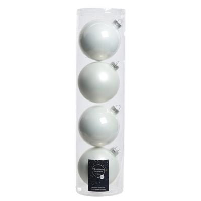 Decoris kerstballen - 4x st - wit - D10 cm - glas - kerstversiering