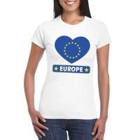 Europa t-shirt - met hartjes vlag print - wit - dames - korte mouwen - landen supporters