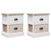 Nachtkastjes 2 st 38x28x45 cm paulowniahout wit en naturel