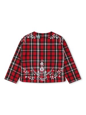 Kenzo Kids blouse Festive à fleurs brodées - Rouge