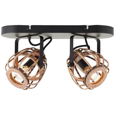 Brilliant Rotan plafondlampNikka 2-lichts zwart - 99615/76