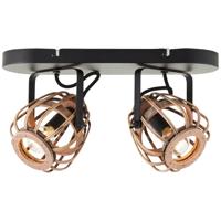 Brilliant Rotan plafondlampNikka 2-lichts zwart - 99615/76
