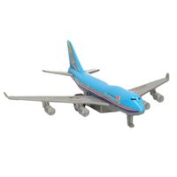 Grijs/blauw speelgoed vliegtuig met pull-back functie 14 cm