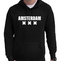 Amsterdam/wereldstad hoodie zwart heren - thumbnail