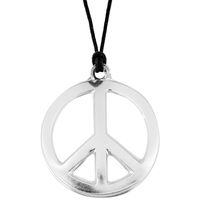 Hippie Flower Power Sixties sieraden peace teken ketting - thumbnail