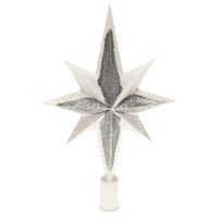 Kerstboom piek - ster - wit/zilver - kunststof - 25,5 cm - thumbnail