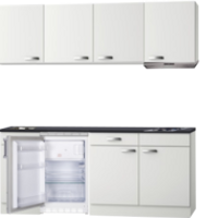 Kitchenette 190cm wit glans incl koelkast en afzuigkap HRG-508 - thumbnail