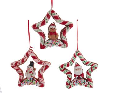 Orn.pvc stripe star h8cm a3 - Kurt s adler