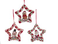 Orn.pvc stripe star h8cm a3 - Kurt s adler