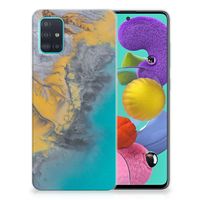 Samsung Galaxy A51 TPU Siliconen Hoesje Marble Blue Gold