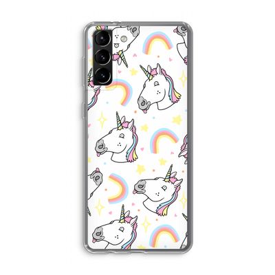 Rainbow Unicorn: Samsung Galaxy S21 Plus Transparant Hoesje