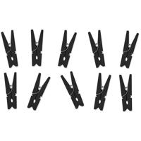 Hobby mini knijpertjes - 10x stuks - van hout / metaal - zwart - 3,5 cm