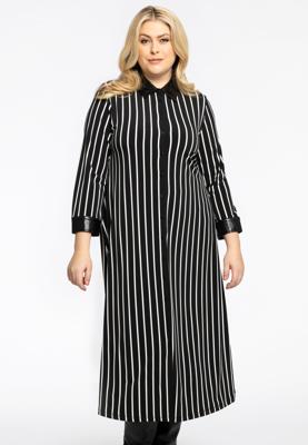 Yoek Blouse Jurk met croco kraag STRIPES | Zwart | Maat 58/60