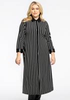 Yoek Blouse Jurk met croco kraag STRIPES | Zwart | Maat 54/56