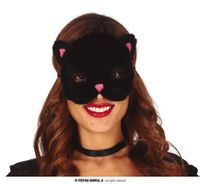 Oogmasker Kat Pluche Zwart/Roze - thumbnail