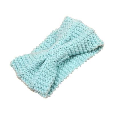 Winter gebreide hoofdband tulband vrouwen haak Bow breed Stretch Hairband Head Wrap (lichtgroen)