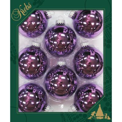 Krebs Kerstballen - 8x stuks paars glans glas 7 cm