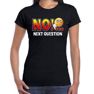 Funny emoticon t-shirt No next question zwart dames