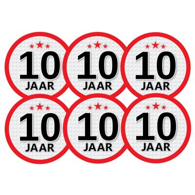 10 jaar leeftijd sticker - 12x - rond - Dia 15 cm - 10 jaar verjaardag - jubileum - leeftijd versier