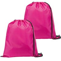 Gymtas/lunchtas/zwemtas met rijgkoord - 2x - voor kinderen - fuchsia roze - 35 x 41 cm