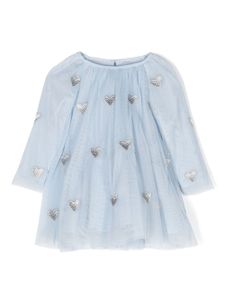 Stella McCartney Kids robe en coton à broderies - Bleu