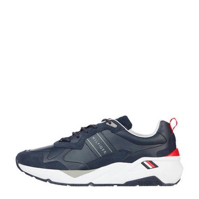 Tommy Hilfiger Premium Leather Runner Detail leren sneaker donkerblauw Tommy Hilfiger Premium Leather Runner Detail leren sneaker donkerblauw