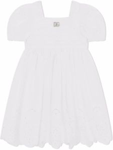 Dolce & Gabbana Kids robe en popeline à broderie anglaise - Blanc