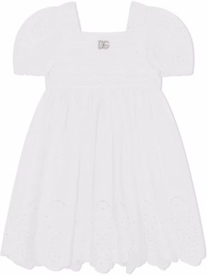 Dolce & Gabbana Kids robe en popeline à broderie anglaise - Blanc