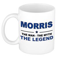 Morris cadeau mok - man myth legend - naam koffiemok / beker - wit en blauw - 300 ml