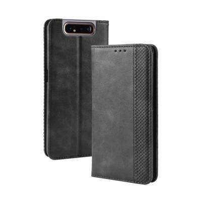 Magnetische Buckle retro Crazy Horse textuur horizontale Flip lederen case voor Galaxy A80/A90 met houder & kaartsleuven & fotolijstjes (zwart)