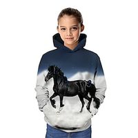 kinderen meisjes paard grafische 3d hoodie sweatshirt lange mouwen dierenprint marineblauw kinderen tops active school Lightinthebox