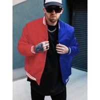 Men's Two Tone Varsity Bomber Jacket | Waterproof Winter Coat ROYAL RED / XXL