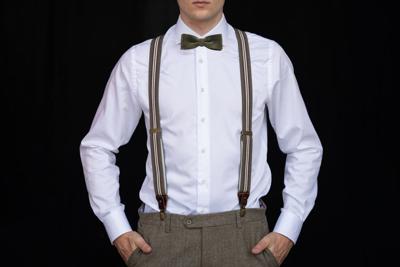 Bretels En Vlinderdas Combipack | Groen / Bordeaux / Gebroken Wit | Traditionele Bretels Voor Heren | Peaky Blinders