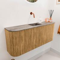 Toiletmeubel Mondiaz Joya Dlux | 103.2 cm | Meubelkleur Oak | Faye wastafel Oza Wasbak Midden | Zonder kraangat(en)