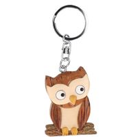 Dieren sleutelhanger uil hout