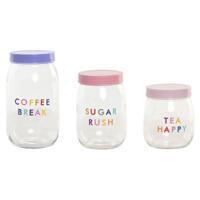 Set van 3 Potjes Home ESPRIT Roze Lila Modern 1 L 1,5 L 3 Onderdelen