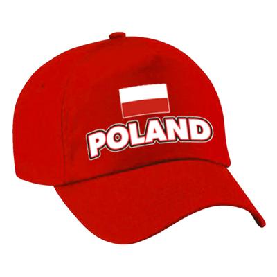 Verkleed feest pet - rood - Polen - vlag/landen thema - zonneklep pet
