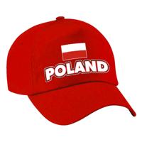 Verkleed feest pet - rood - Polen - vlag/landen thema - zonneklep pet