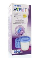 Avent Via voorraadbeker moedermelk 5 st + deksel (180 ml)