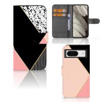 Google Pixel 8 | Book Case | Zwart Roze Vormen