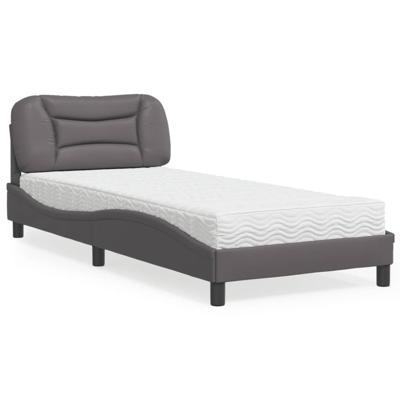 Bed met matras "Hvar" kunstleer grijs 80x200 cm