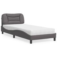 Bed met matras "Hvar" kunstleer grijs 80x200 cm