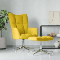 Relaxstoel met voetenbank fluweel mosterdgeel