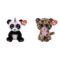 Ty - Knuffel - Beanie Boo's - Paris Panda & Livvie Leopard