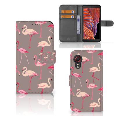 Samsung Galaxy Xcover 5 | Telefoonhoesje | Met pasjeshouder | Flamingo