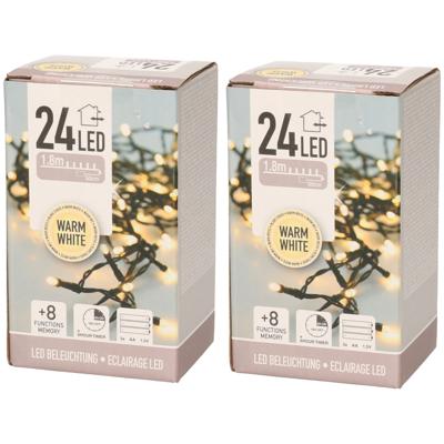 Anna's Collection Kerstverlichting - 2x -timer - 20 Led's - warm wit - lichtsnoer