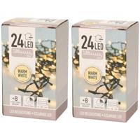 Anna's Collection Kerstverlichting - 2x -timer - 20 Led's - warm wit - lichtsnoer