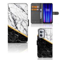 OnePlus Nord CE 2 | Bookcase | Marmer Wit Zwart - Origineel Cadeau Man