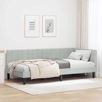 Hoekbedframe met hoofdeinde Lichtgrijs 90 x 190 cm Fluweel