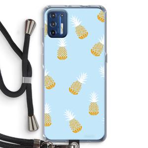 Ananasjes: Motorola Moto G9 Plus Transparant Hoesje met koord